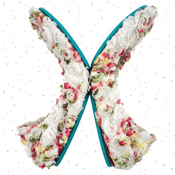 Tieks Rose Garden Fabric Floral Leather Flats Bridal Shower Spring Shoes Size 6 - Picture 4 of 10